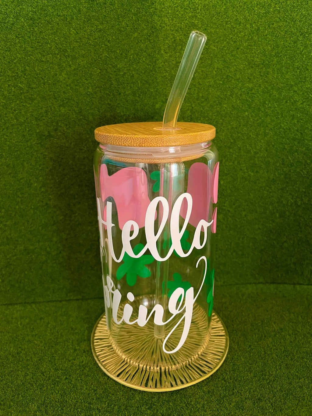 Hello Spring Glass Cup