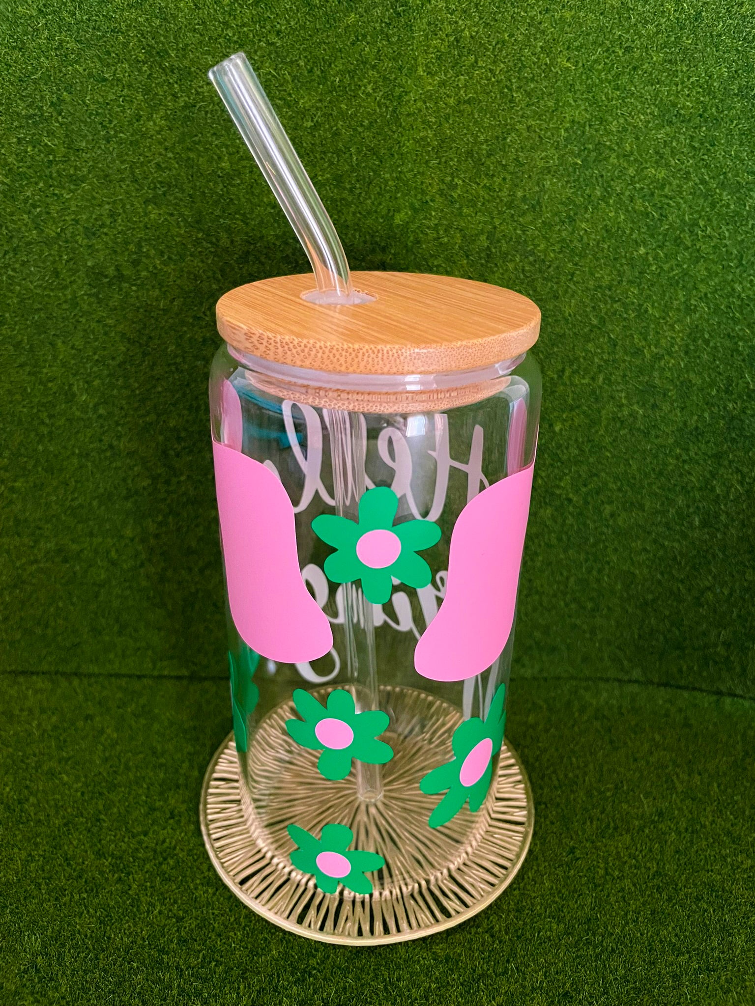 Hello Spring Glass Cup